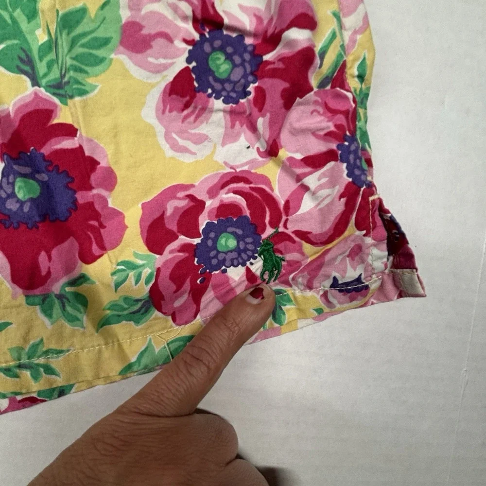 VTG Polo Ralph Lauren Mens XL Swim Trunks Floral Cotton Shorts Beach Romantic EC